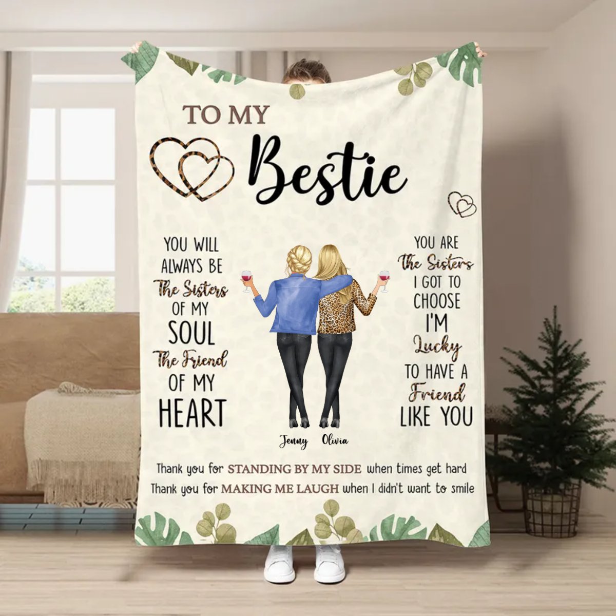 Bestie - Thank You For Standing By My Side Friendship - Personalized Blanket (VT) - Makezbright Gifts