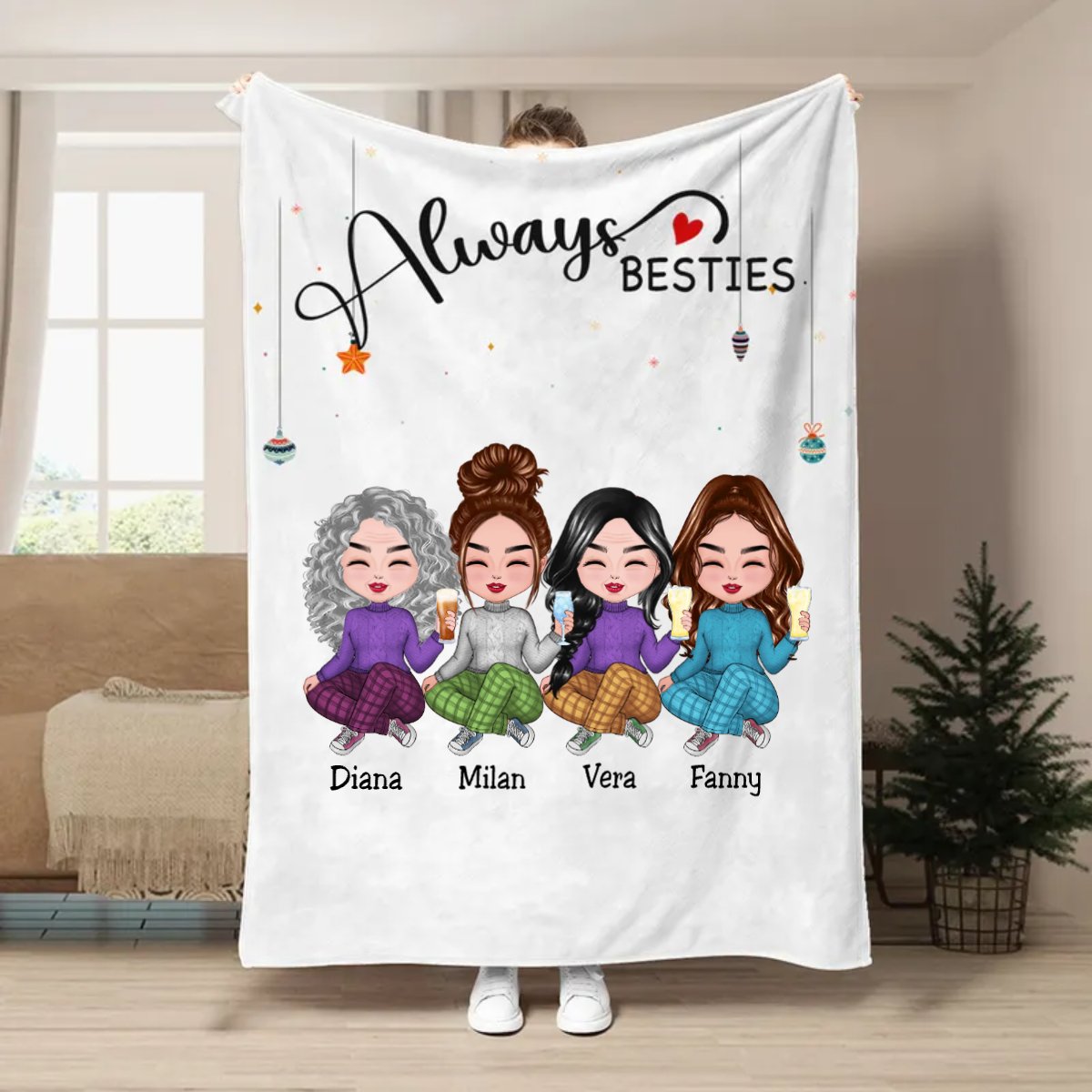 Besties - Always Besties - Personalized Blanket (AA) - Makezbright Gifts