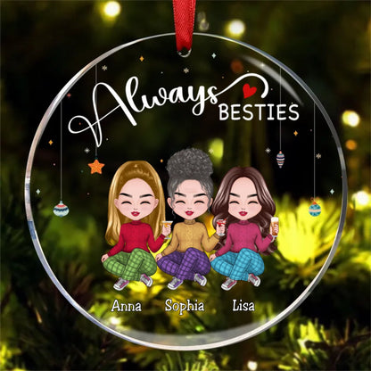 Besties - Always Besties - Personalized Circle Ornament - Makezbright Gifts