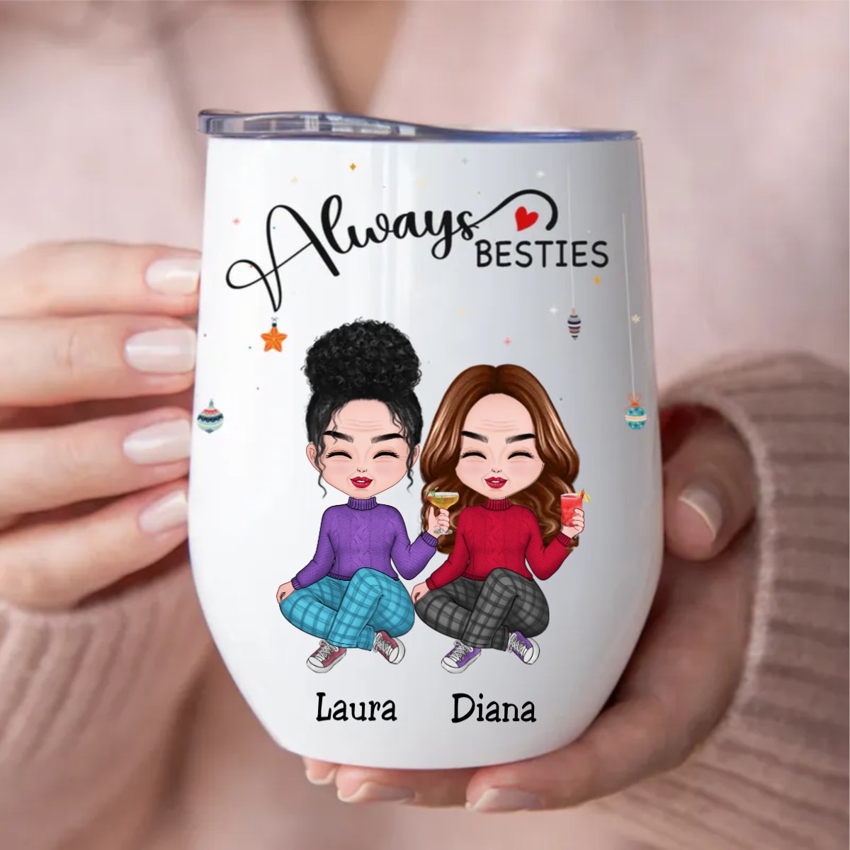 Besties - Always Besties - Personalized Wine Tumbler (QH) - Makezbright Gifts