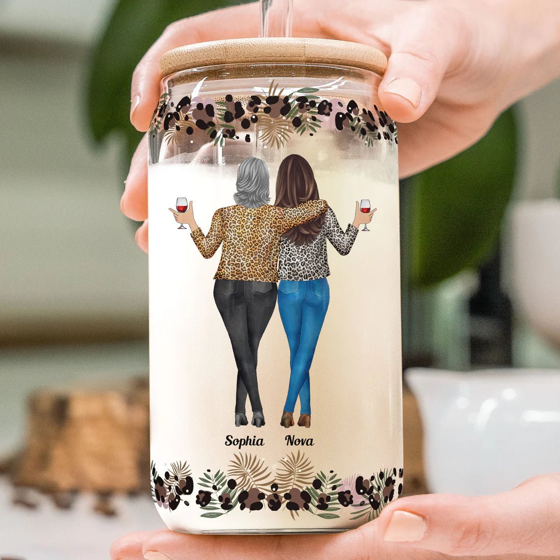 Besties - Because Of You I Laugh A Little Harder Friendship - Personalized Glass Can - Makezbright Gifts