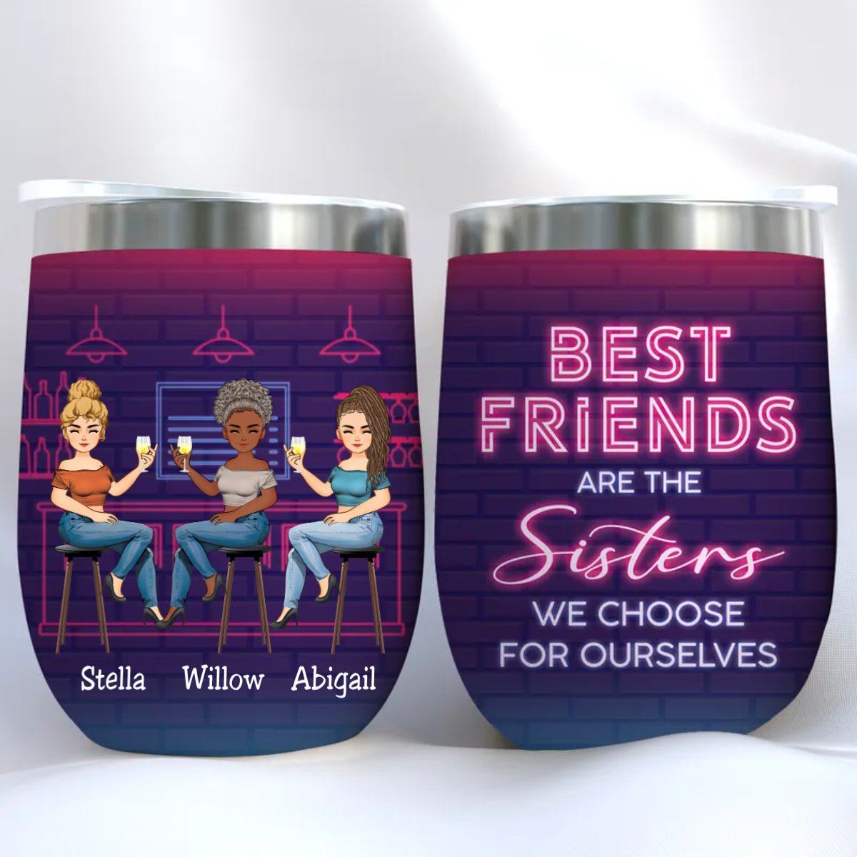 Besties - Best Friends Are The Sisters - Personalized Wine Tumbler - Makezbright Gifts