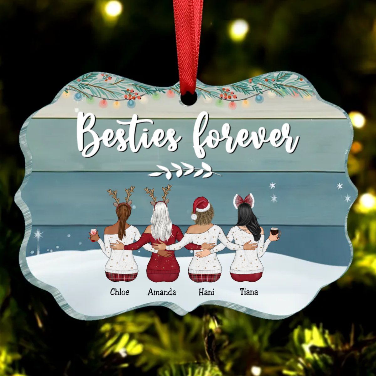 Besties - Besties Forever - Personalized Acrylic Ornament - Makezbright Gifts