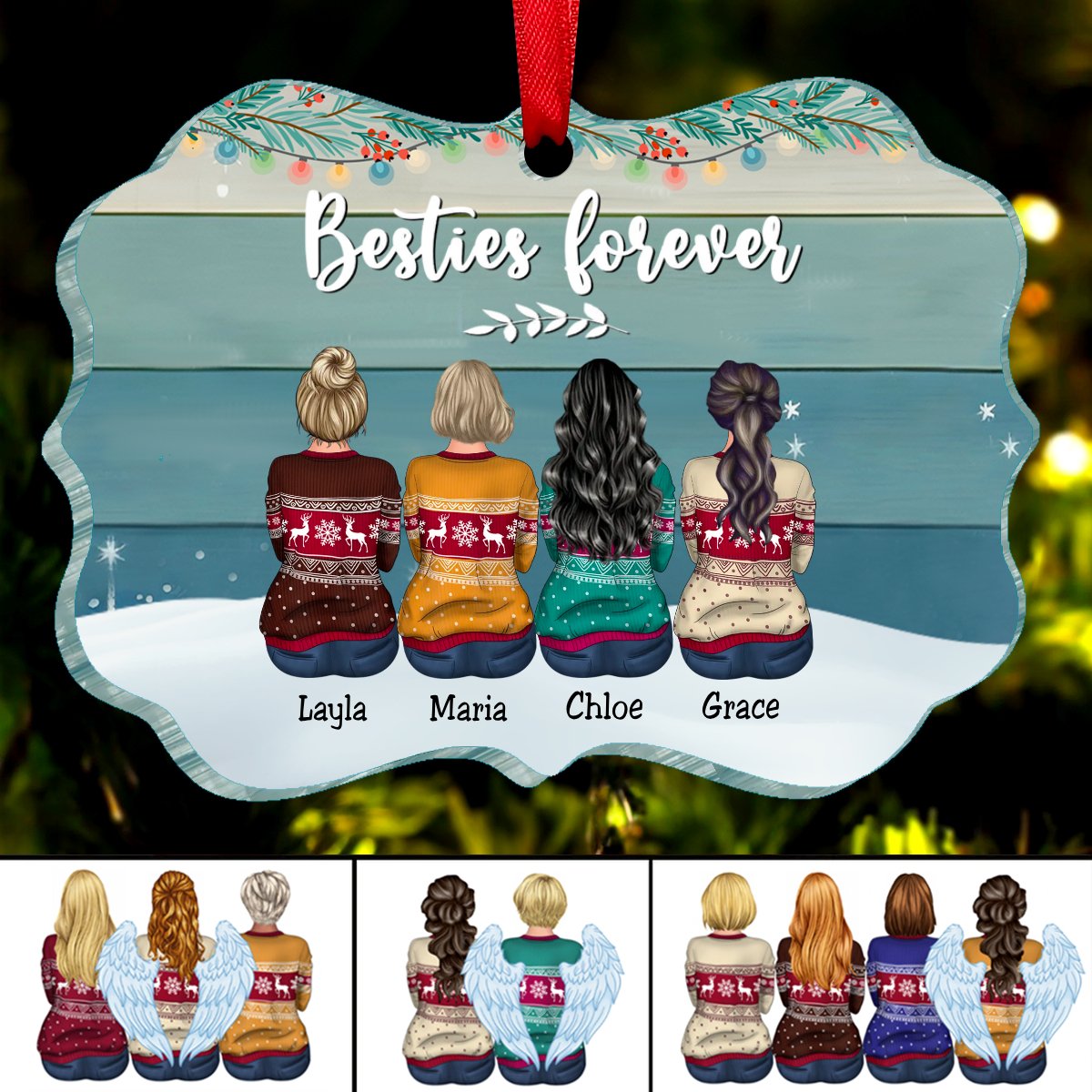 Besties - Besties Forever - Personalized Acrylic Ornament (SA) - Makezbright Gifts