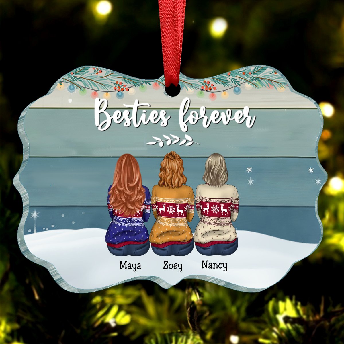 Besties - Besties Forever - Personalized Acrylic Ornament (SA) - Makezbright Gifts