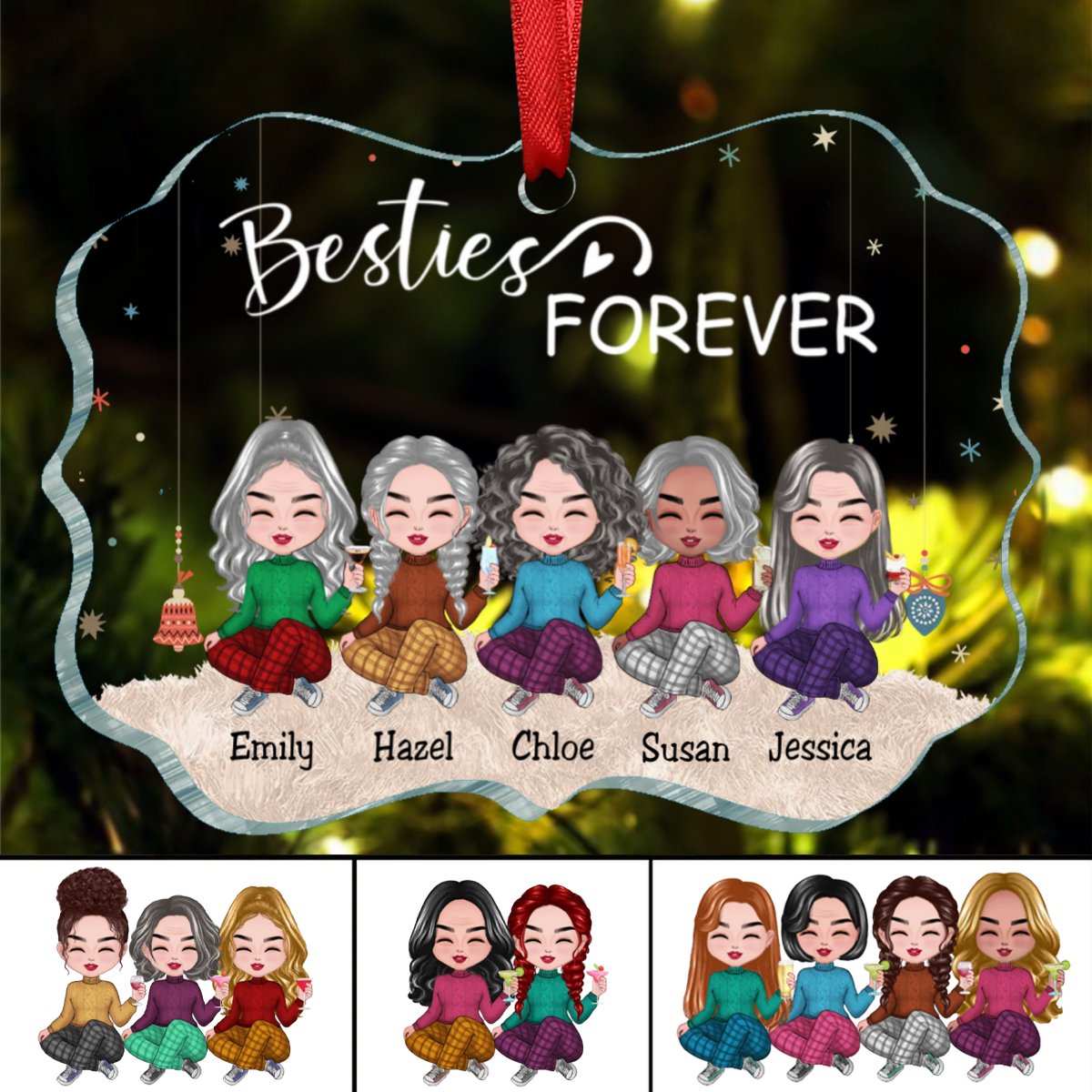 Besties - Besties Forever – Personalized Acrylic Ornament (TT) - Makezbright Gifts