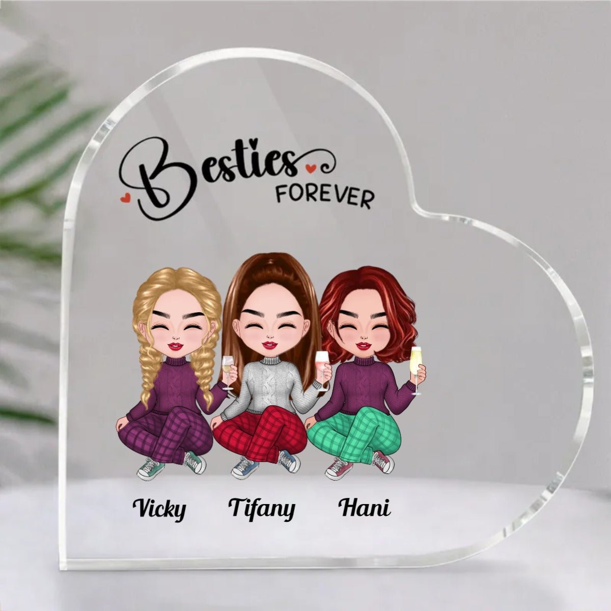 Besties - Besties Forever - Personalized Acrylic Plaque (LH) - Makezbright Gifts