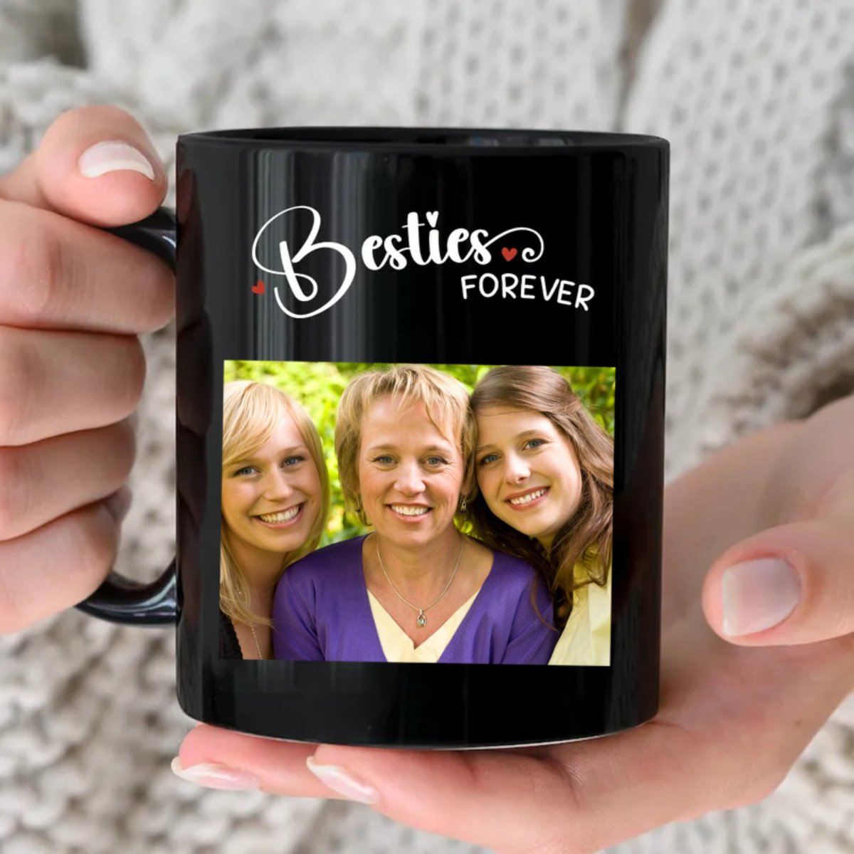 Besties - Besties Forever - Personalized Black Mug - Makezbright Gifts