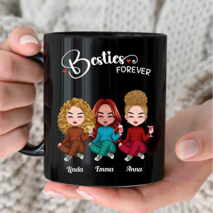 Besties - Besties Forever - Personalized Black Mug - Makezbright Gifts