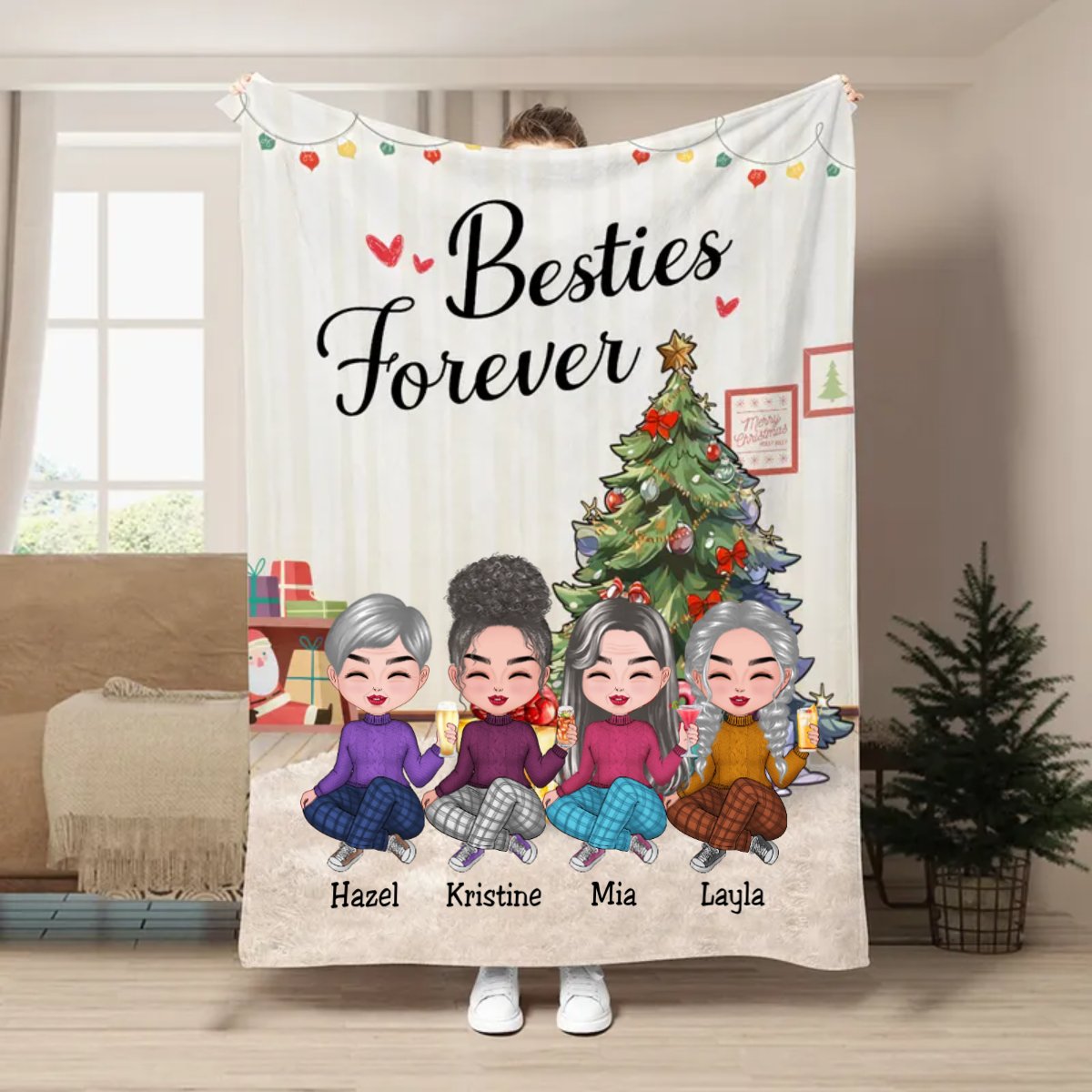 Besties - Besties Forever - Personalized Blanket (BU) - Makezbright Gifts