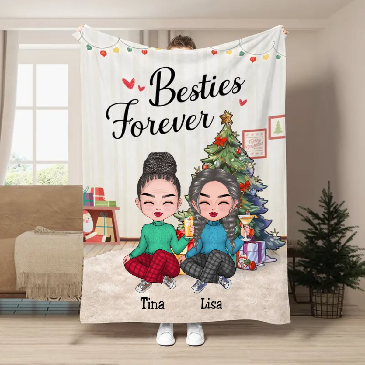 Besties - Besties Forever - Personalized Blanket (BU) - Makezbright Gifts