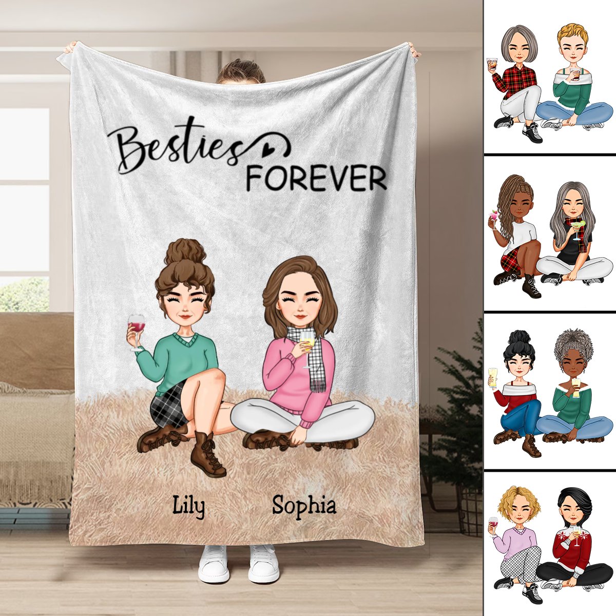 Besties - Besties Forever - Personalized Blanket (TT) - Makezbright Gifts