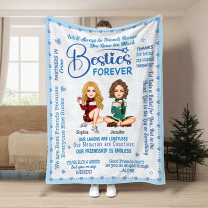 Besties - Besties Forever - Personalized Blanket (VT) - Makezbright Gifts