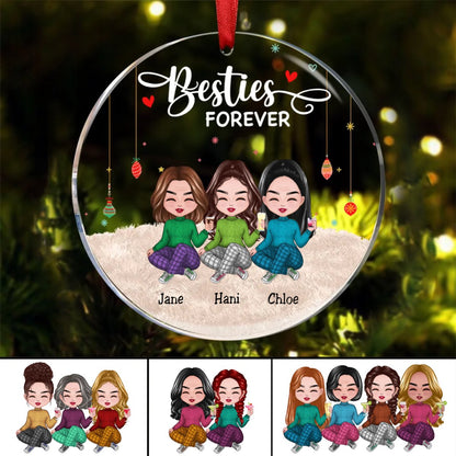 Besties - Besties Forever - Personalized Circle Ornament (AA) - Makezbright Gifts