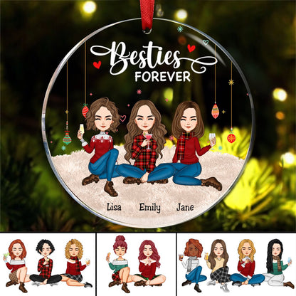 Besties - Besties Forever - Personalized Circle Ornament (II) - Makezbright Gifts