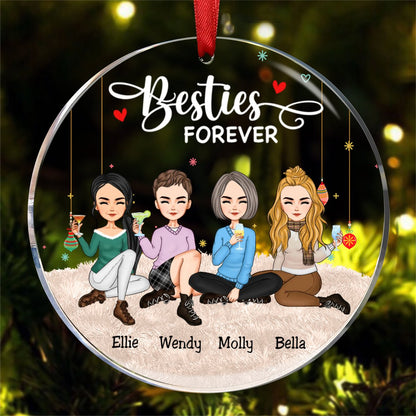 Besties - Besties Forever - Personalized Circle Ornament (II) - Makezbright Gifts