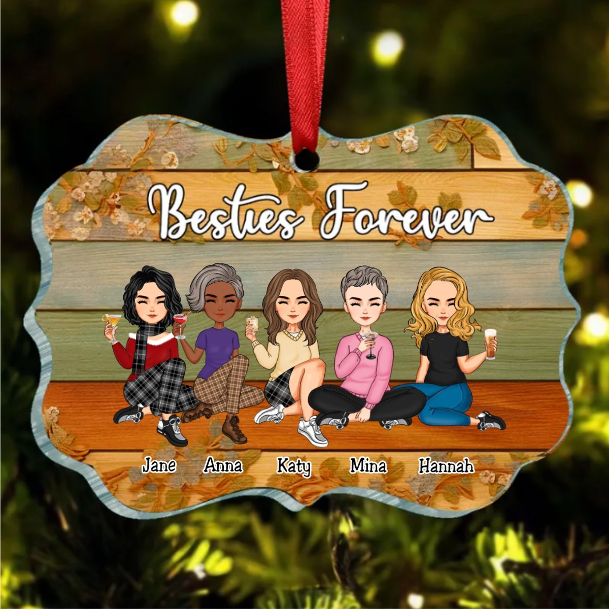 Besties - Besties Forever - Personalized Circle Ornament (LH) - Makezbright Gifts