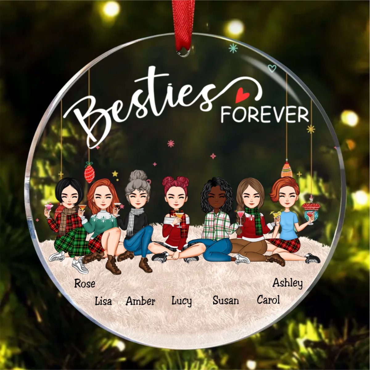 Besties - Besties Forever - Personalized Circle Ornament (QH) - Makezbright Gifts