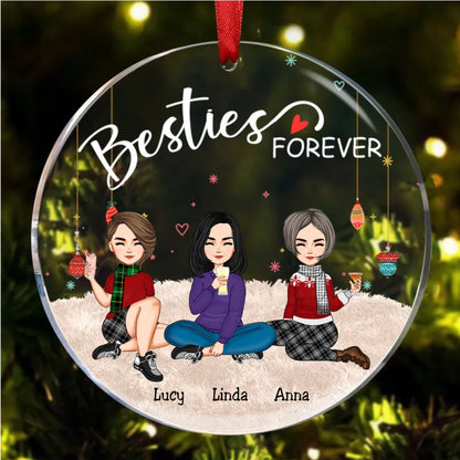 Besties - Besties Forever - Personalized Circle Ornament (QH) - Makezbright Gifts