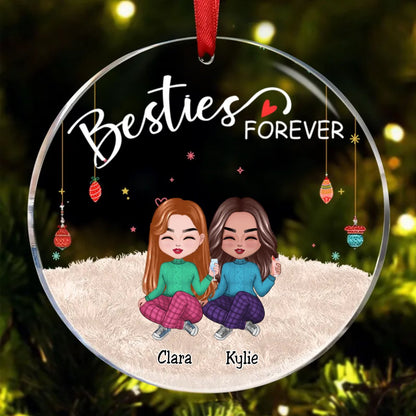 Besties - Besties Forever - Personalized Circle Ornament (TB) - Makezbright Gifts