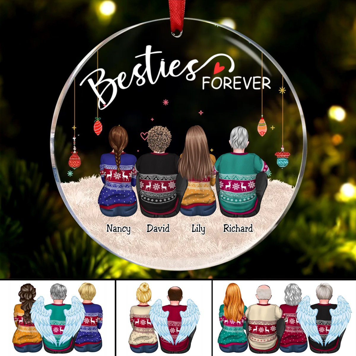 Besties - Besties Forever - Personalized Circle Ornament TC - Makezbright Gifts