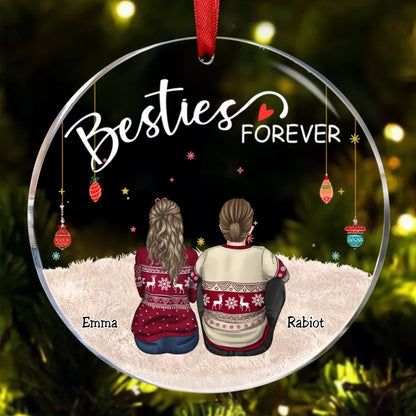 Besties - Besties Forever - Personalized Circle Ornament TC - Makezbright Gifts