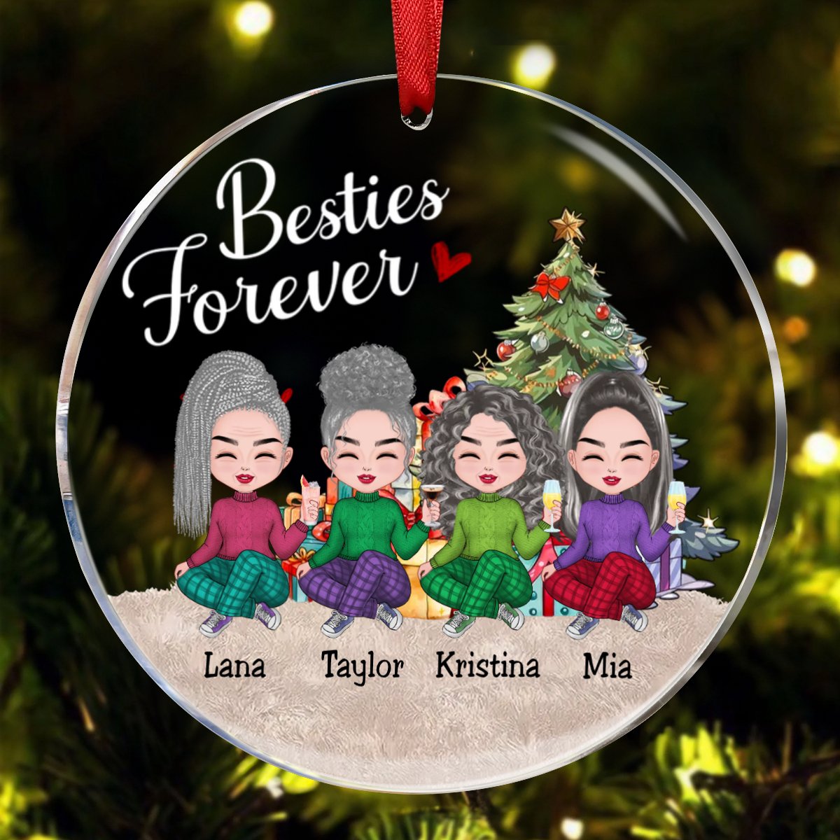 Besties - Besties Forever - Personalized Circle Ornament (TT) - Makezbright Gifts