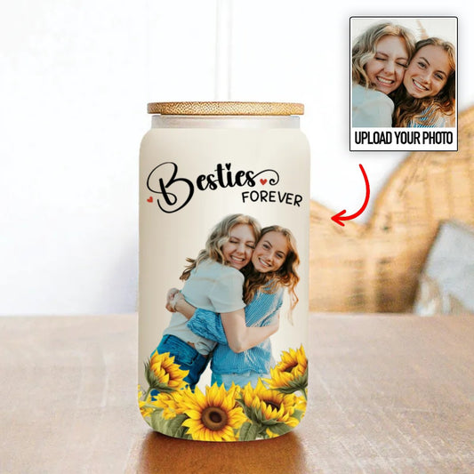 Besties - Besties Forever - Personalized Glass Can (HJ) - Makezbright Gifts