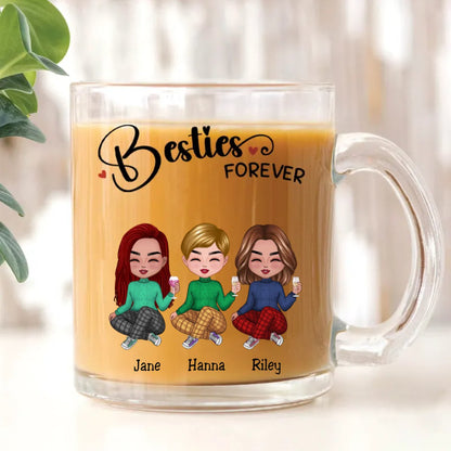 Besties - Besties Forever - Personalized Glass Mug - Makezbright Gifts