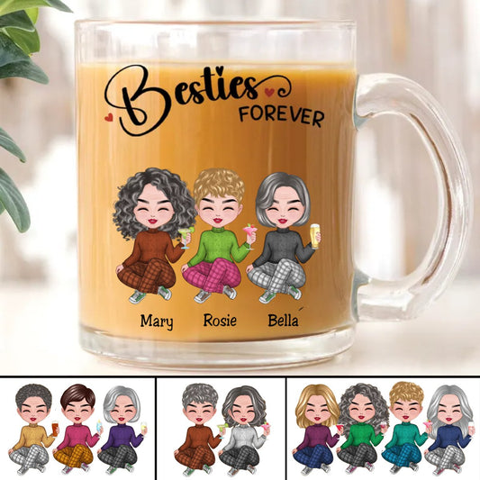 Besties - Besties Forever - Personalized Glass Mug - Makezbright Gifts