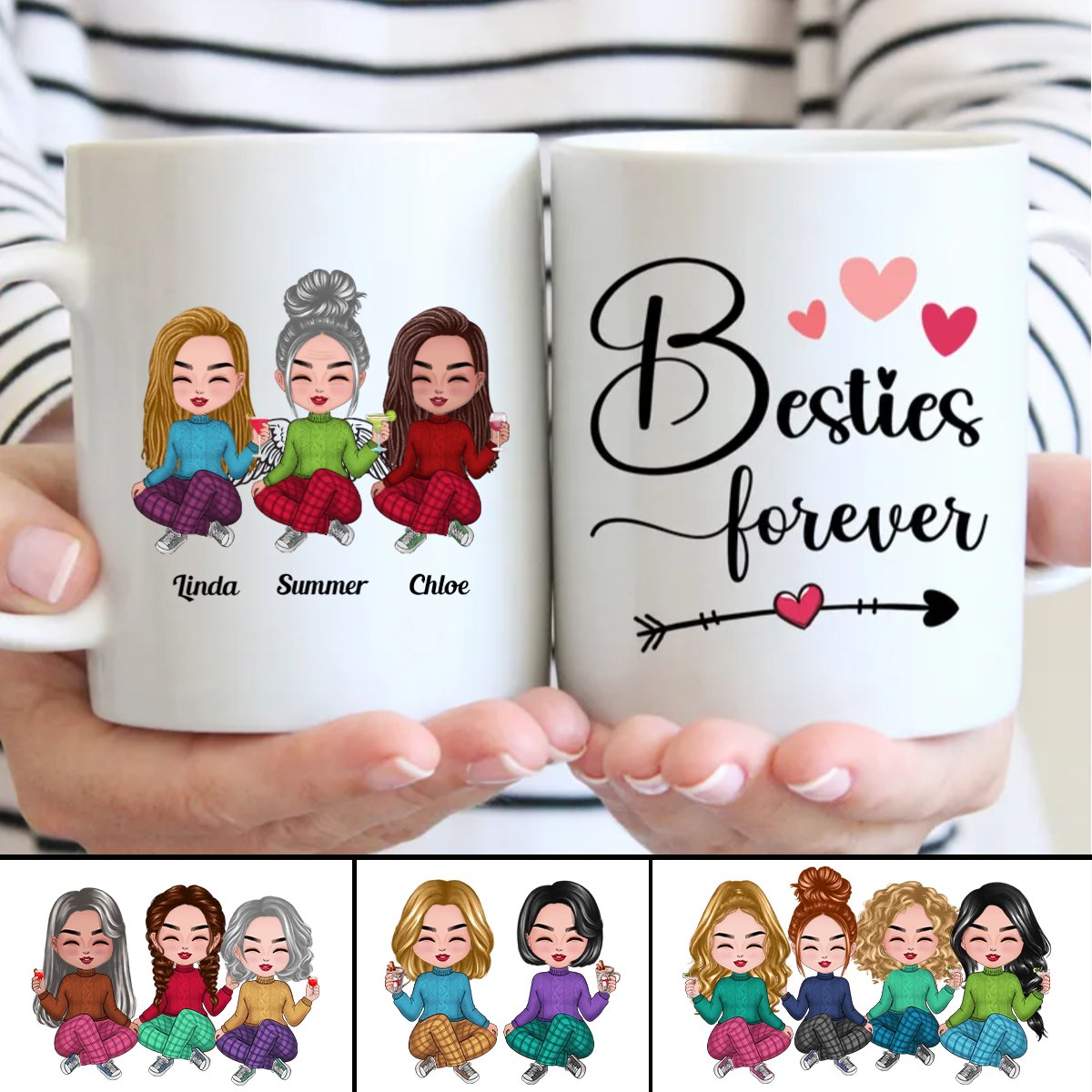 Besties - Besties Forever - Personalized Mug (QA) - Makezbright Gifts