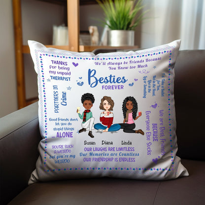 Besties - Besties Forever - Personalized Pillow - Makezbright Gifts