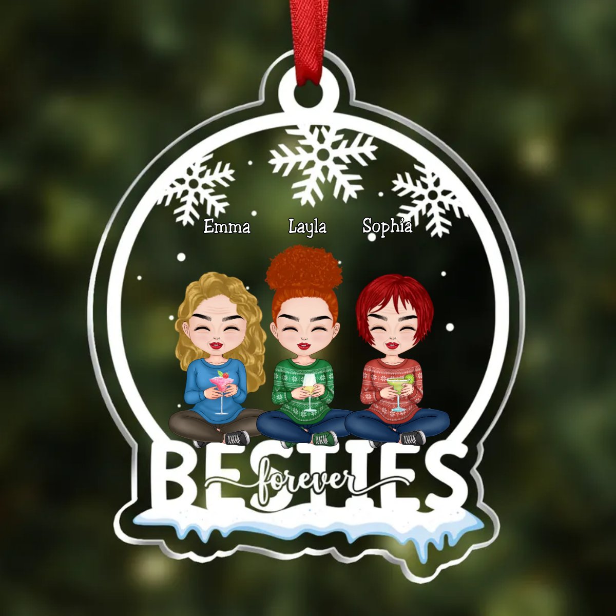 Besties - Besties Forever - Personalized Transparent Ornament (SA) - Makezbright Gifts