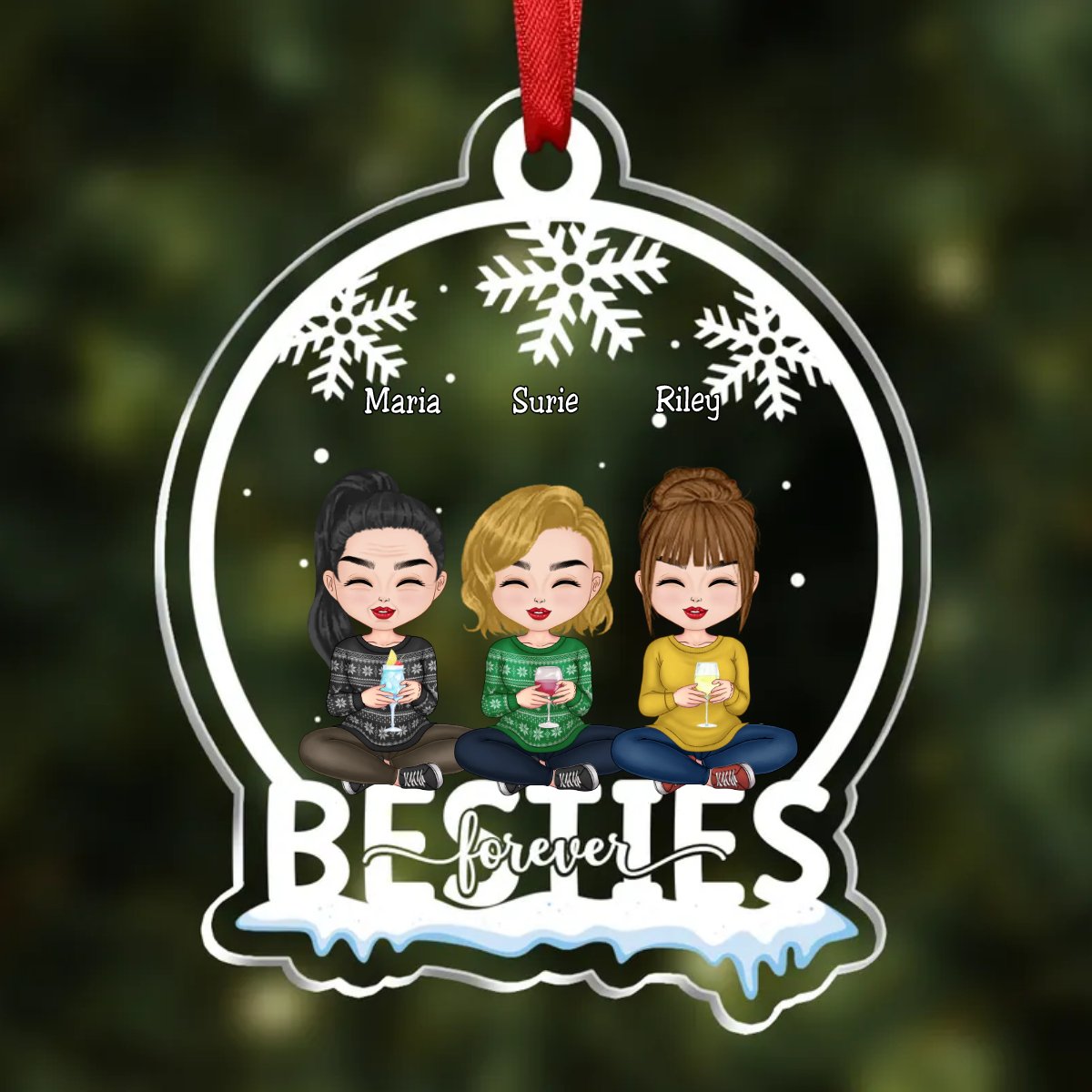 Besties - Besties Forever - Personalized Transparent Ornament (SA) - Makezbright Gifts