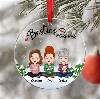 Besties - Besties Forever - Personalized Transparent Ornament Ver 2 - Makezbright Gifts