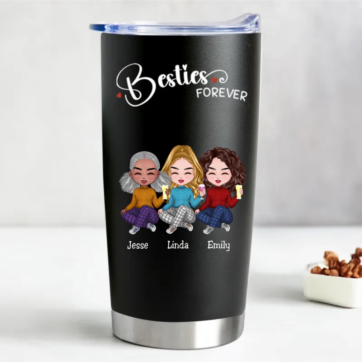 Besties - Besties Forever - Personalized Tumbler (BL) - Makezbright Gifts