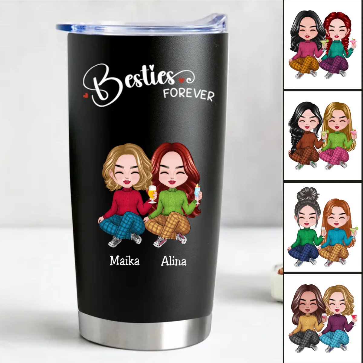 Besties - Besties Forever - Personalized Tumbler (BL) – Makezbright Gifts