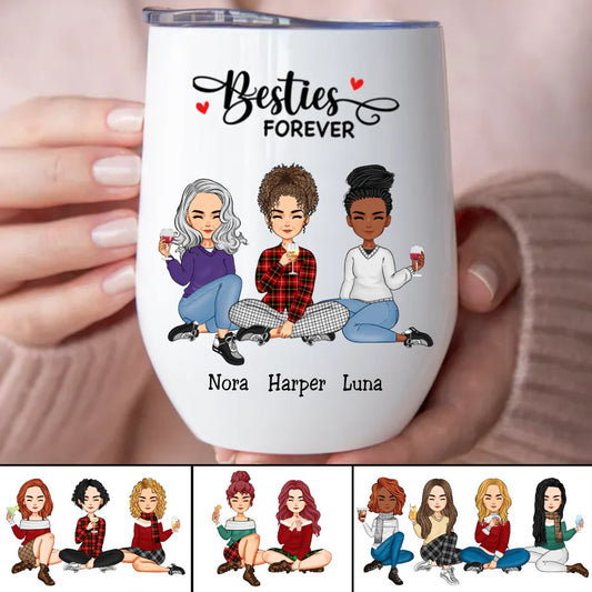 Besties - Besties Forever - Personalized Wine Tumbler - Makezbright Gifts