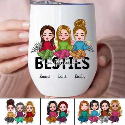 Besties - Besties Forever - Personalized Wine Tumbler - Makezbright Gifts