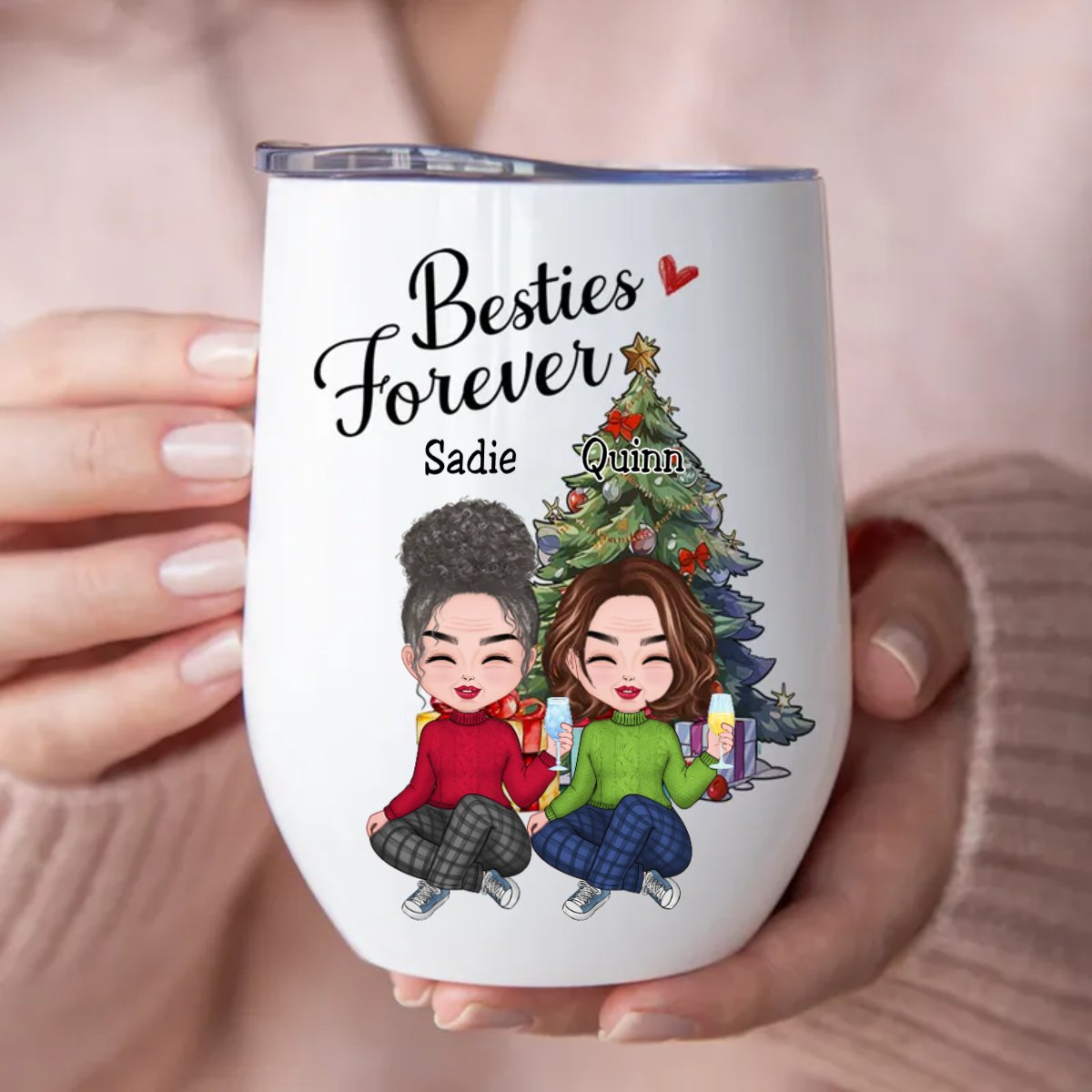 Besties - Besties Forever - Personalized Wine Tumbler (BU) - Makezbright Gifts