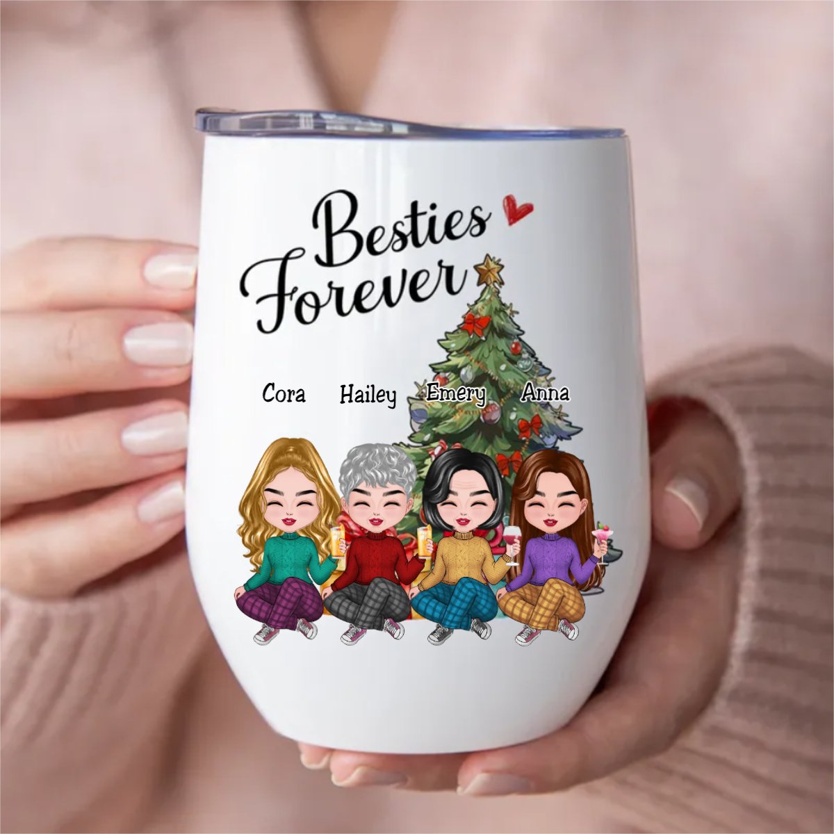 Besties - Besties Forever - Personalized Wine Tumbler (BU) - Makezbright Gifts