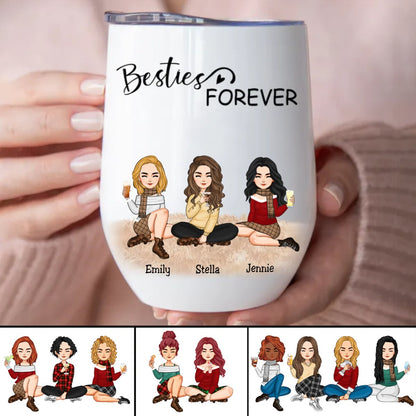 Besties - Besties Forever - Personalized Wine Tumbler (TT) - Makezbright Gifts