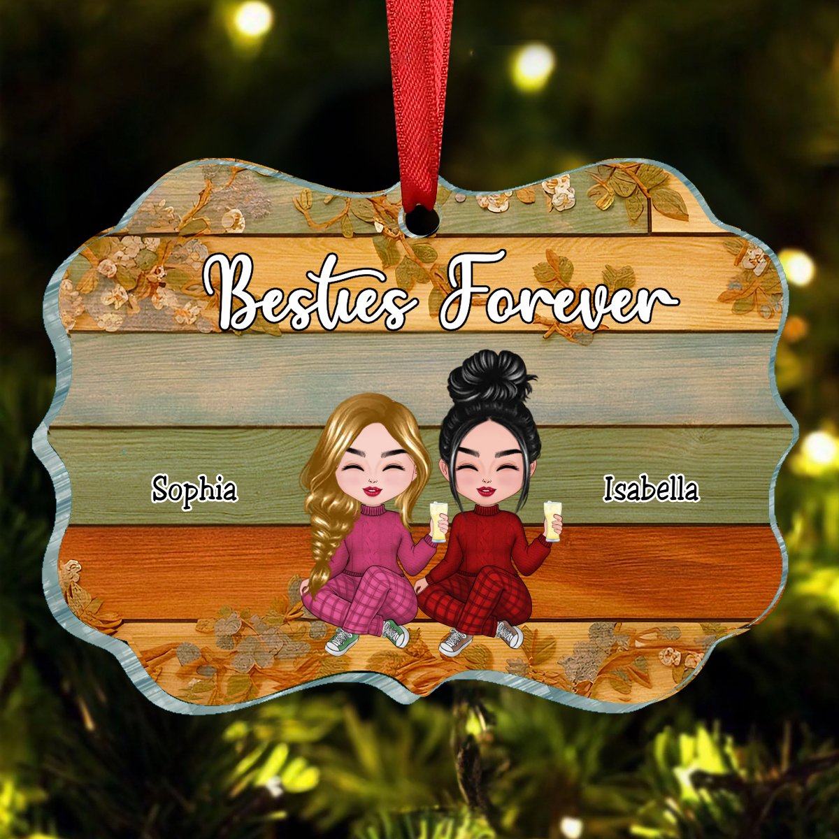 Besties - Besties Forever Ver 1 - Personalized Ornament (VT) - Makezbright Gifts