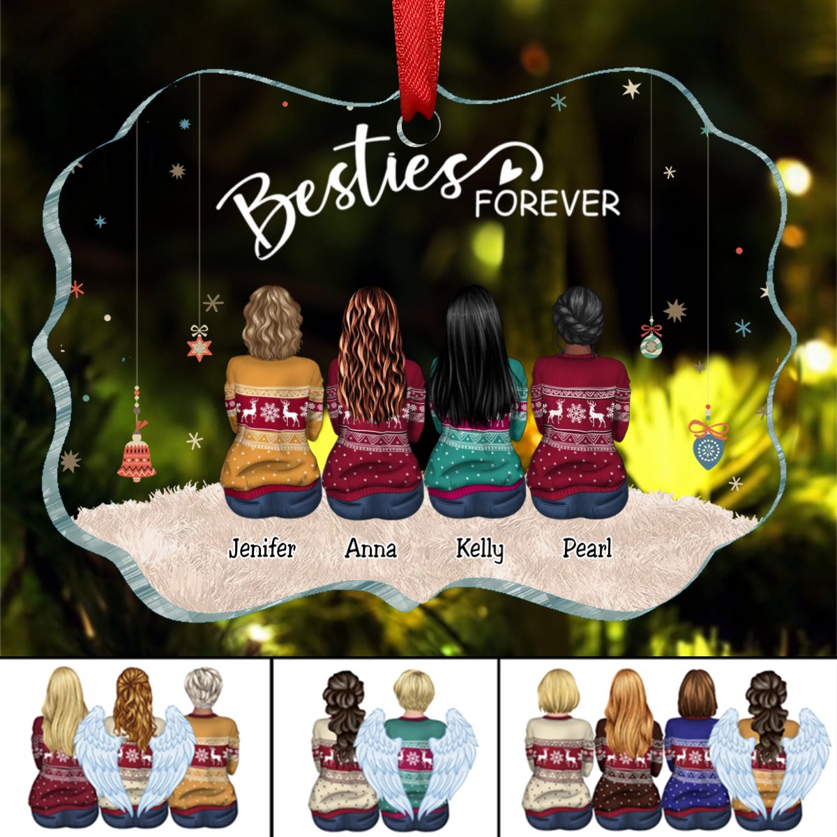 Besties - Besties Forever Ver 2 – Personalized Acrylic Ornament - Makezbright Gifts