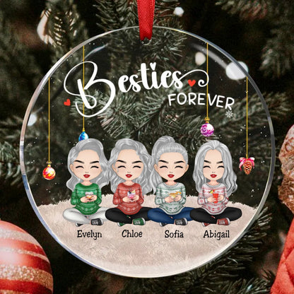 Besties - Besties Forever Ver 2 - Personalized Circle Ornament - Makezbright Gifts