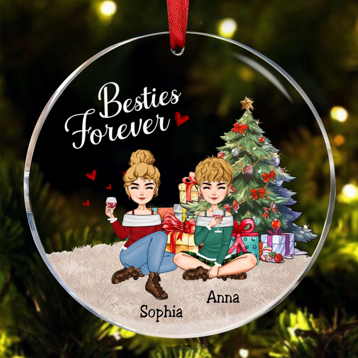 Besties - Besties Forever Ver 3 - Personalized Circle Ornament (VT) - Makezbright Gifts