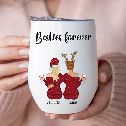 Besties - Besties Forever Ver 4 - Personalized Wine Tumbler (VT) - Makezbright Gifts