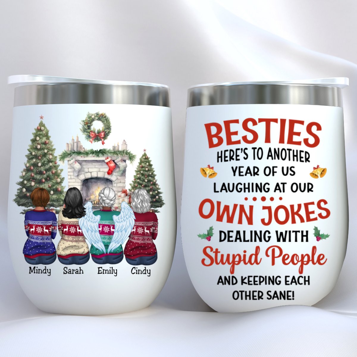 Besties - Besties Here's To Another Year Of Us... - Personalized Wine Tumbler - Makezbright Gifts