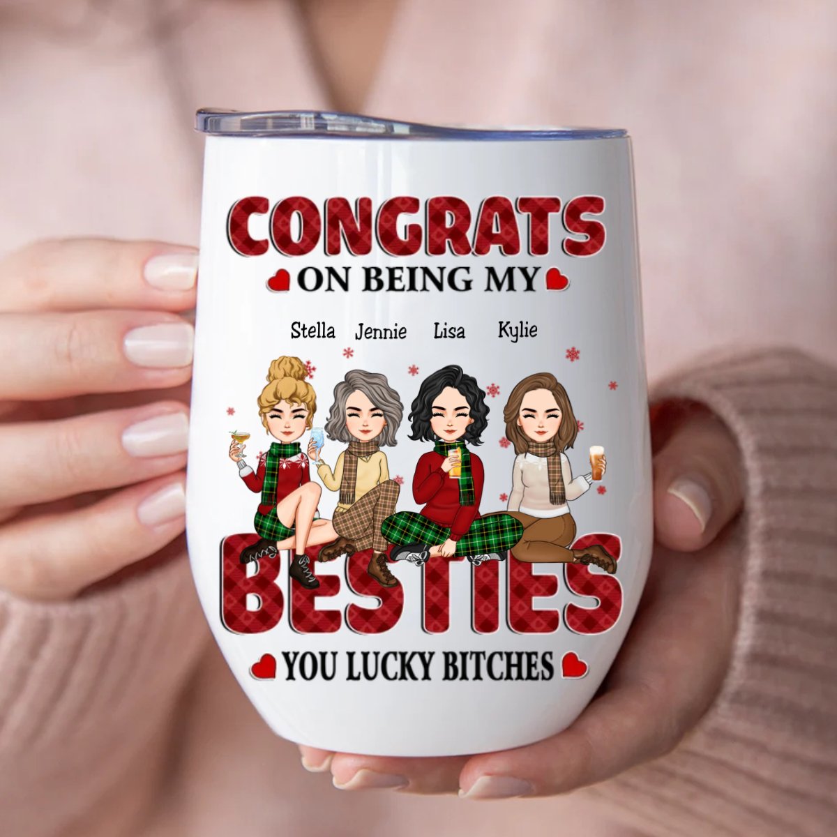 Besties - Congrats On Being My Bestie Friendship Gift - Personalized Wine Tumbler - Makezbright Gifts