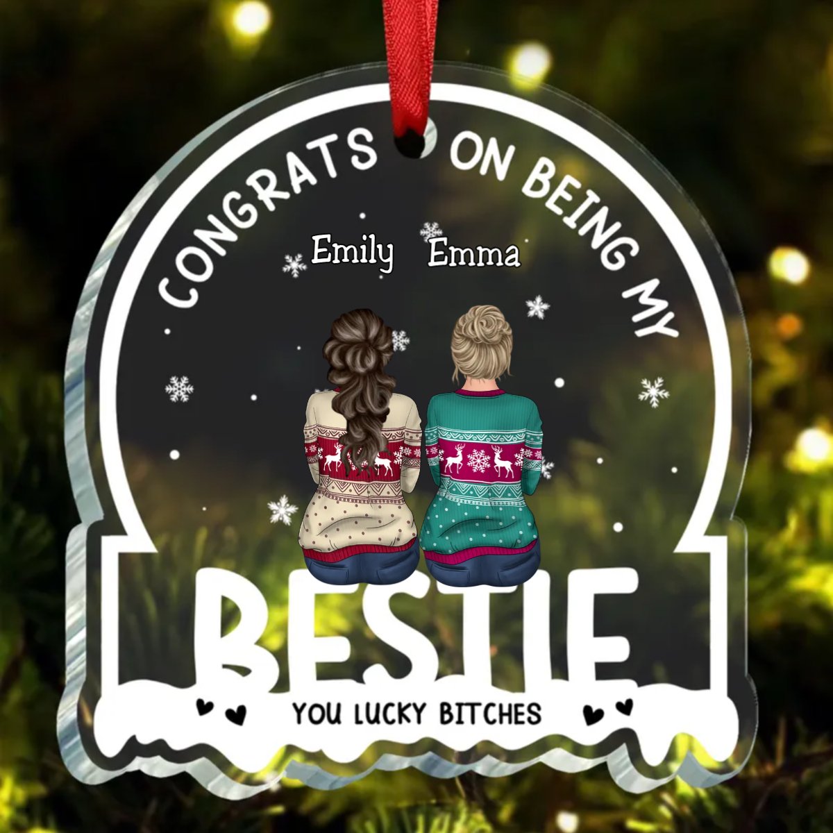 Besties - Congrats On Being My Besties - Personalized Acrylic Ornament - Makezbright Gifts